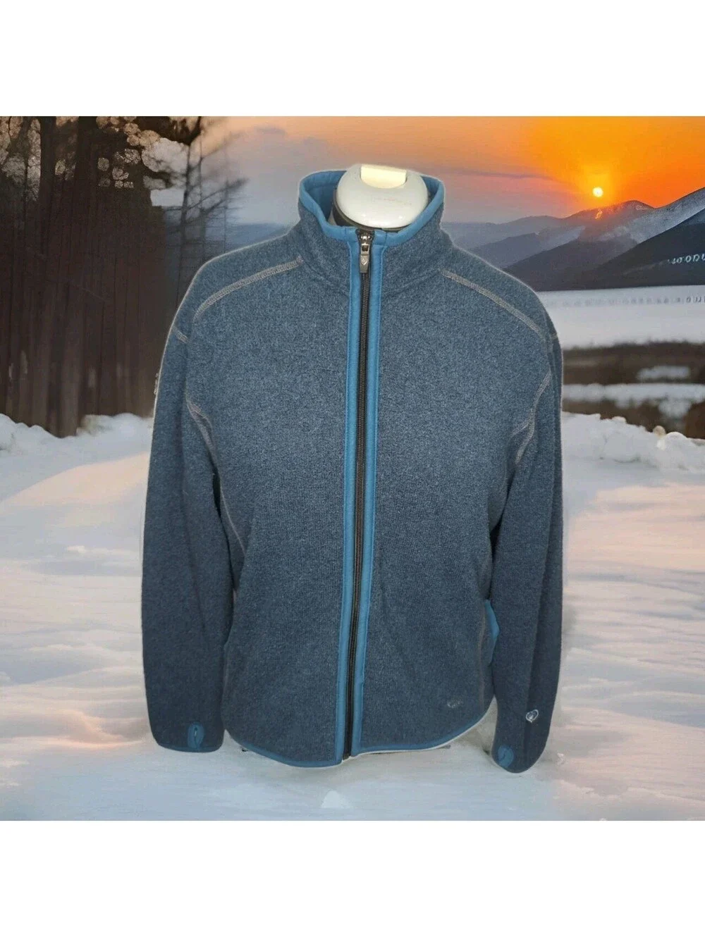 Kuhl Alfpaca Fleece Sweater Jacket Teal Blue Womens XL X-Large Hiking Camp Ski